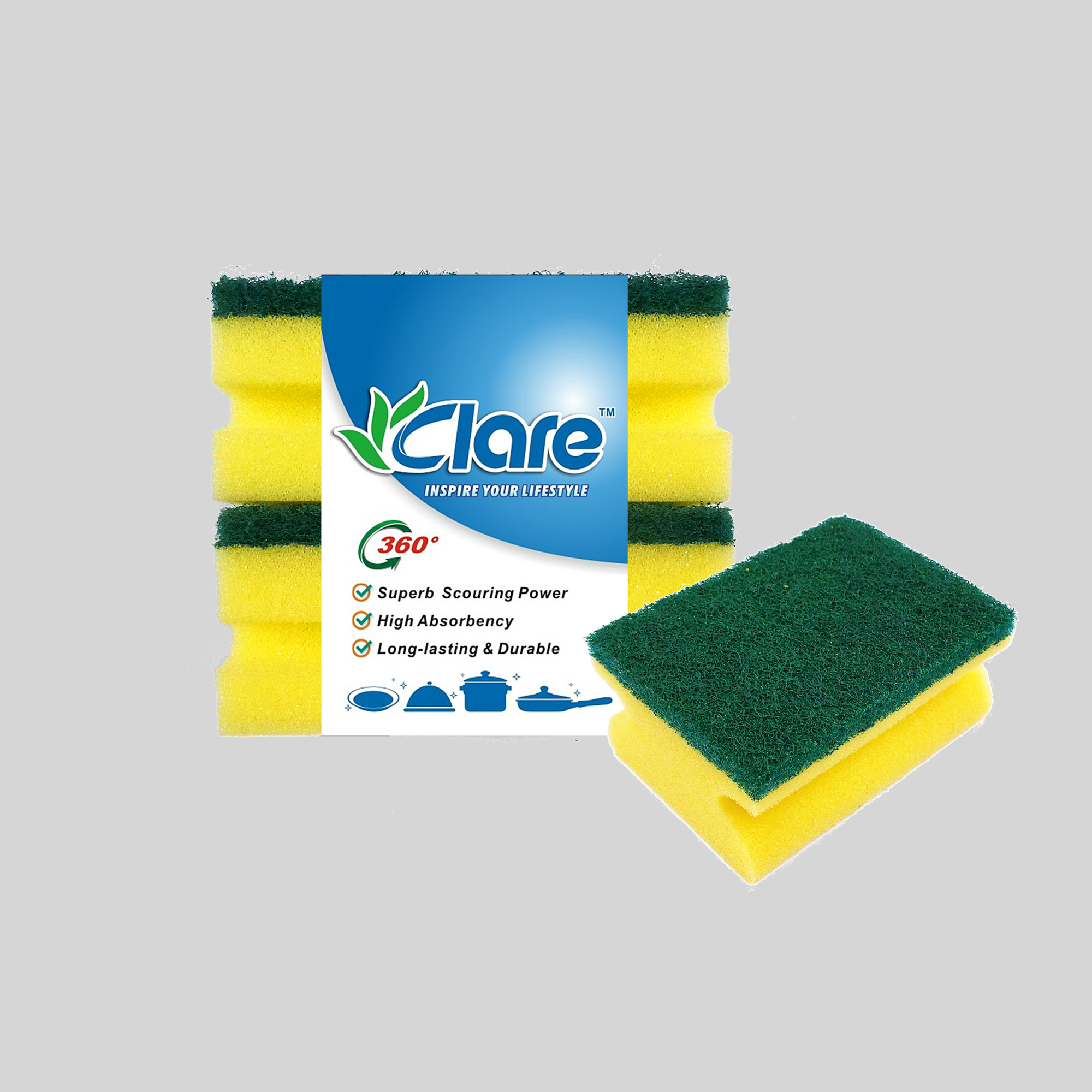 2pcs Grip Cleaning Sponges