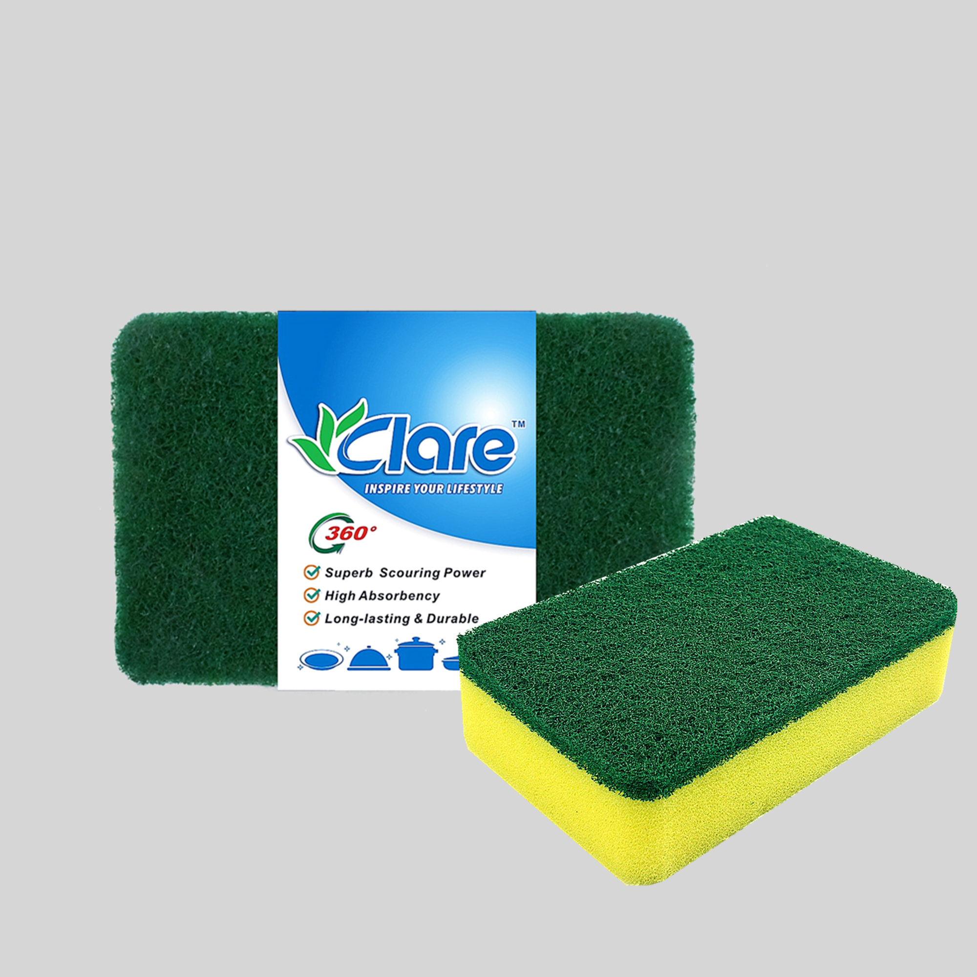 2pcs Arc-shaped Cleaning Sponges