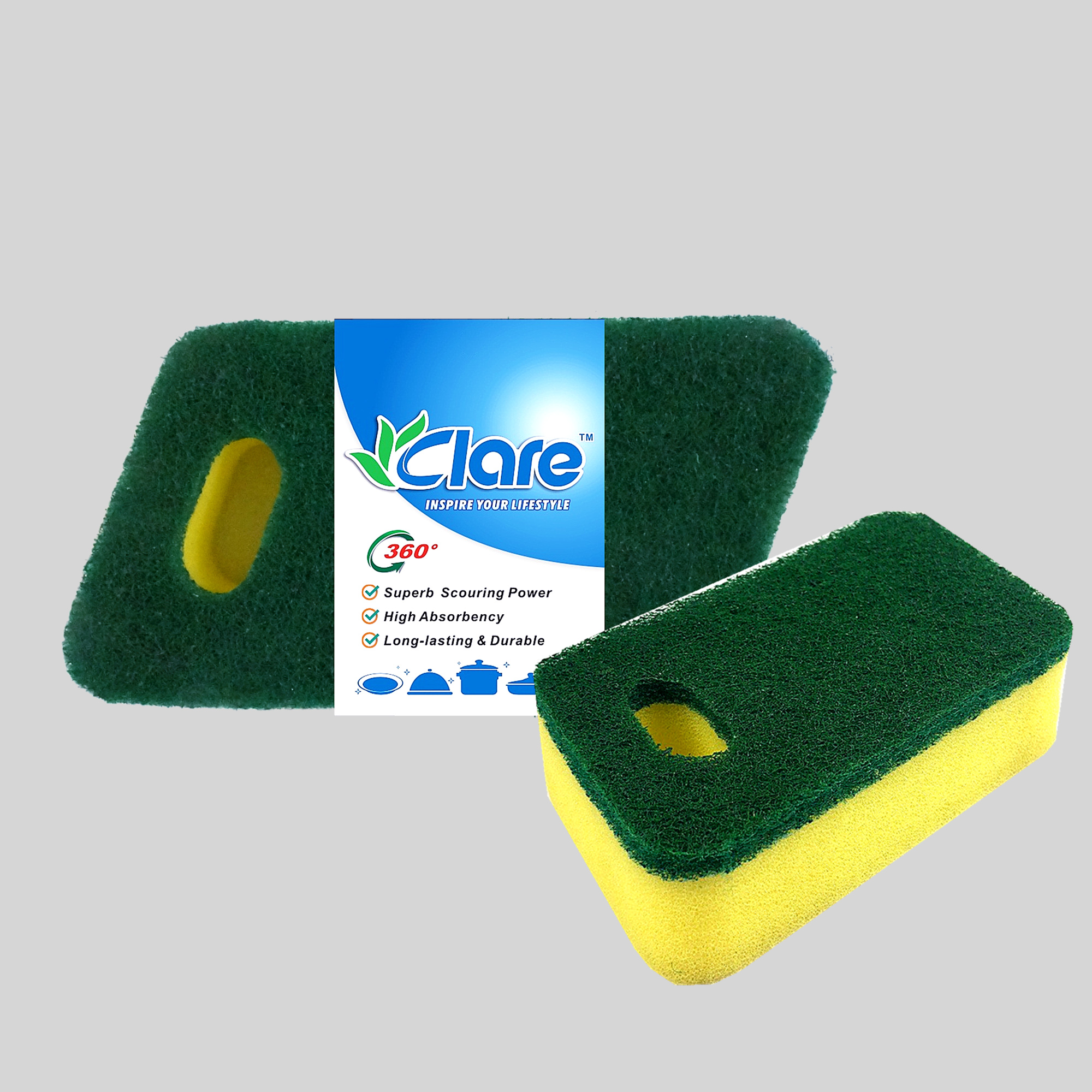 2pcs Cleaning Sponge w/Hanging Hole